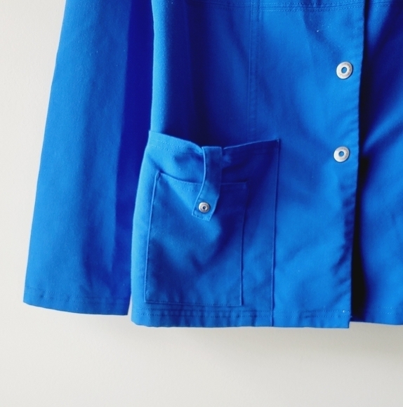 Dikies long sleeve snap buttons blue scrub top size S - Picture 2 of 5